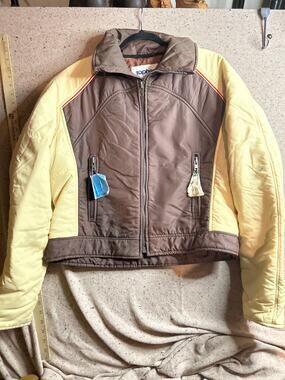 Topher Vintage 80s Ski Jacket Brown Tan Large Retro Snow Warm